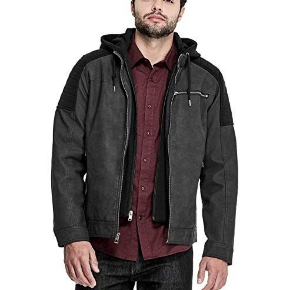 NWT Guess Clint brown suede Moto jacket XL